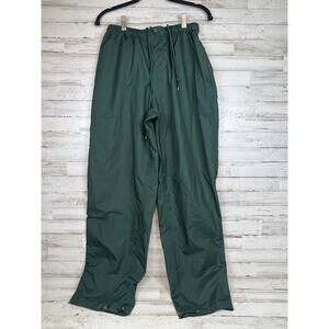 Vintage 90s Pin High Green Nylon Ski Pants Snap Hem Drawstring Waist 30x27